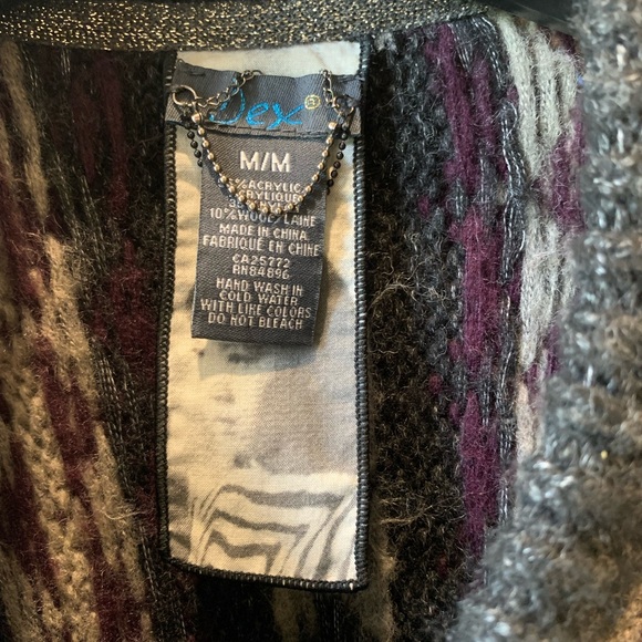 DEX sweater - medium - button down - wool blend - purple, black - Picture 6 of 7